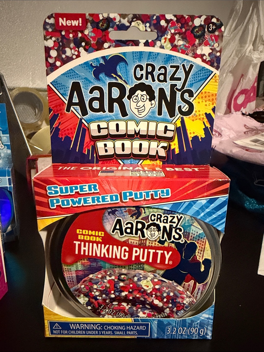 Crazy Aaron's Comic Book Thinking Putty - Red, White & Blue Confetti